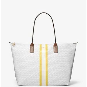 FREE SHIPPING - MICHAEL KORS LARGE TZ TRAVEL TOTE LOGO STRIPE
